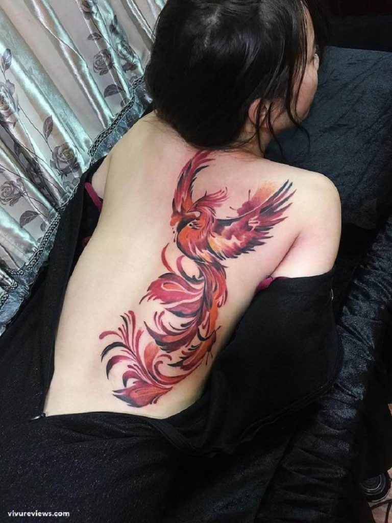 phượng hoàng đen trắng kín lưng - mẫu 19